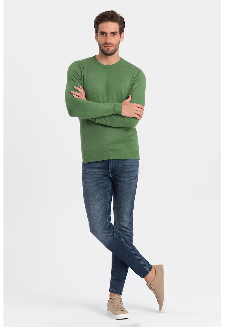 OMBRE Bluza uni cu decolteu la baza gatului - Verde fistic