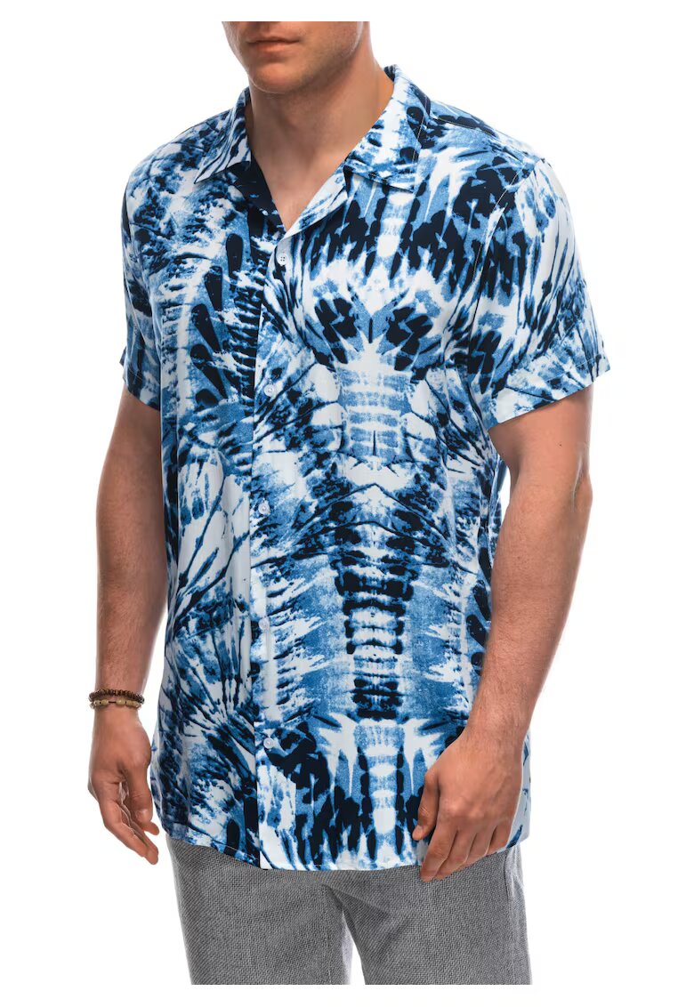 OMBRE Camasa cu maneca lunga barbati - Clothing - Makau - bleumarin-alb -