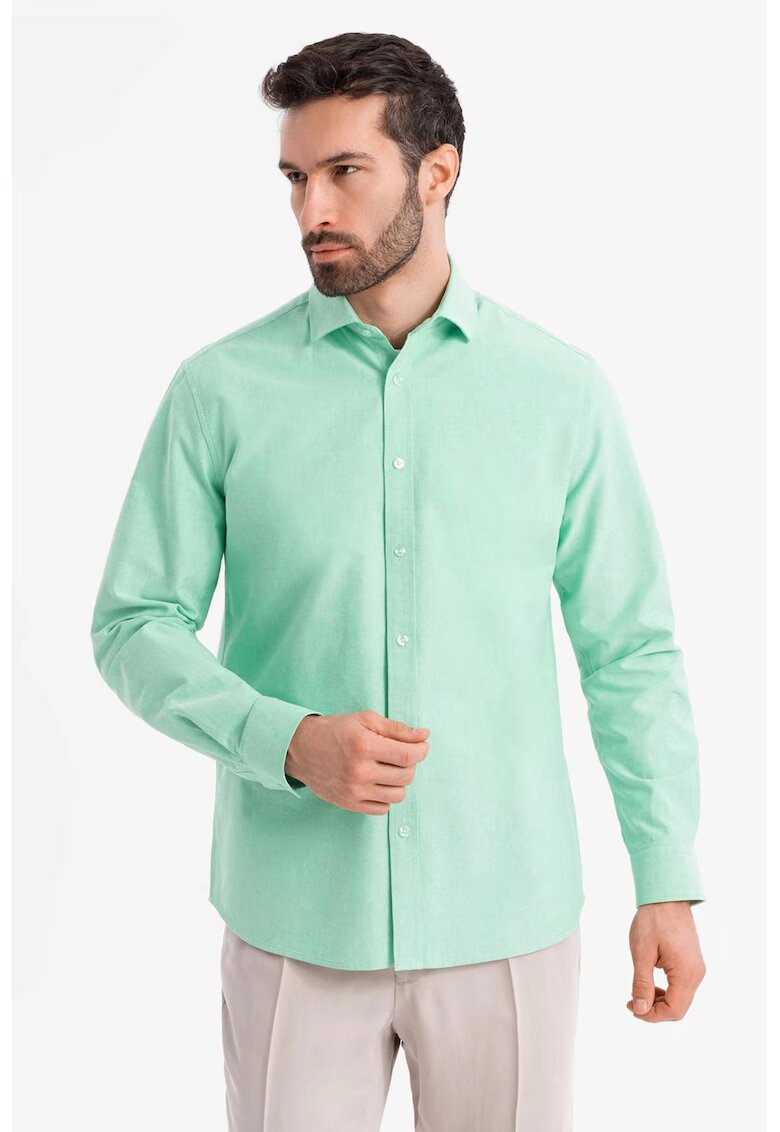 OMBRE Camasa din bumbac cu model uni - Verde menta