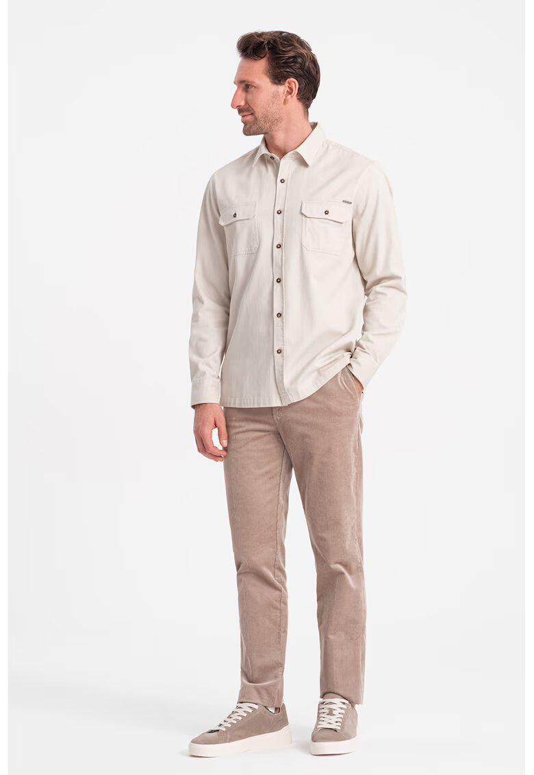 OMBRE Camasa regular fit cu buzunare pe piept - Alb fildes