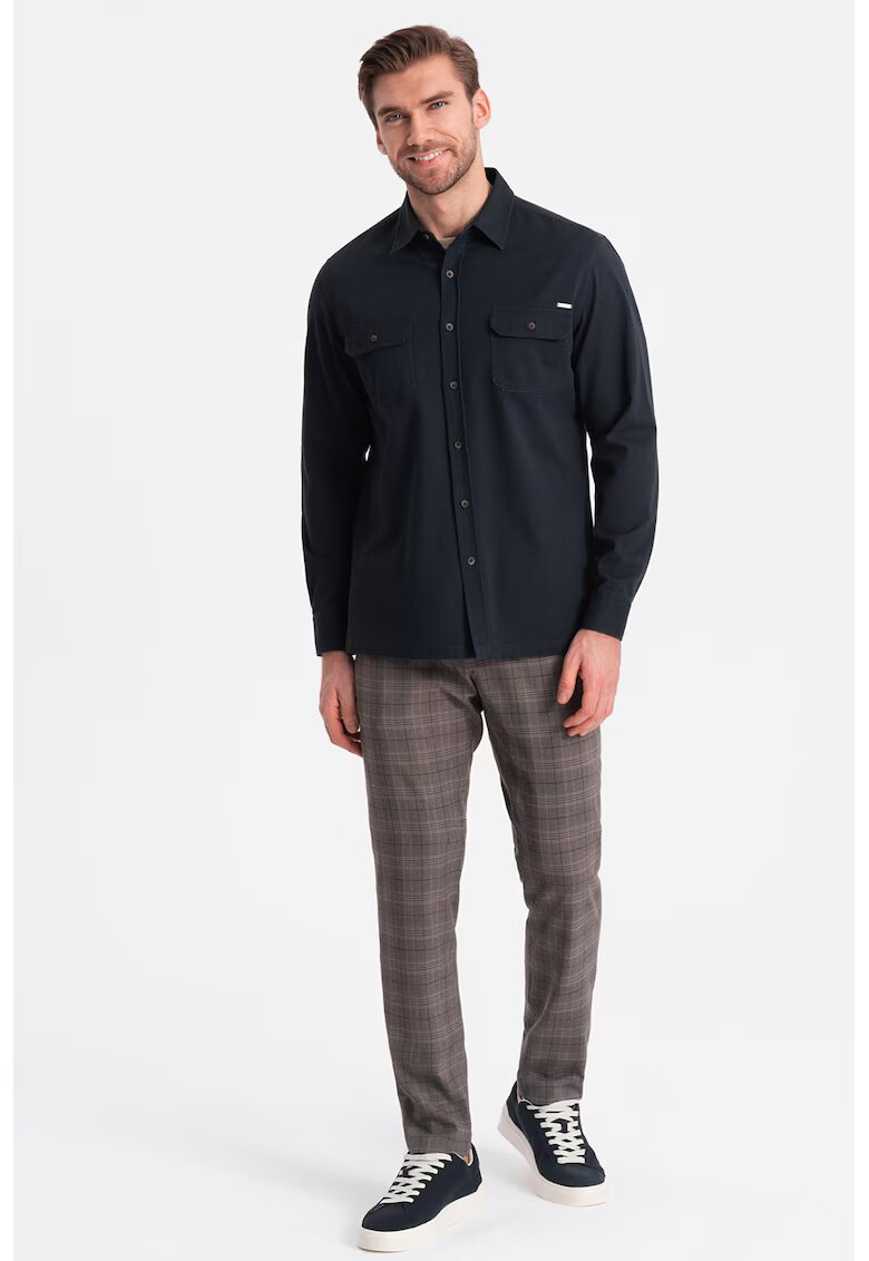 OMBRE Camasa regular fit cu buzunare pe piept - Albastru ultramarin