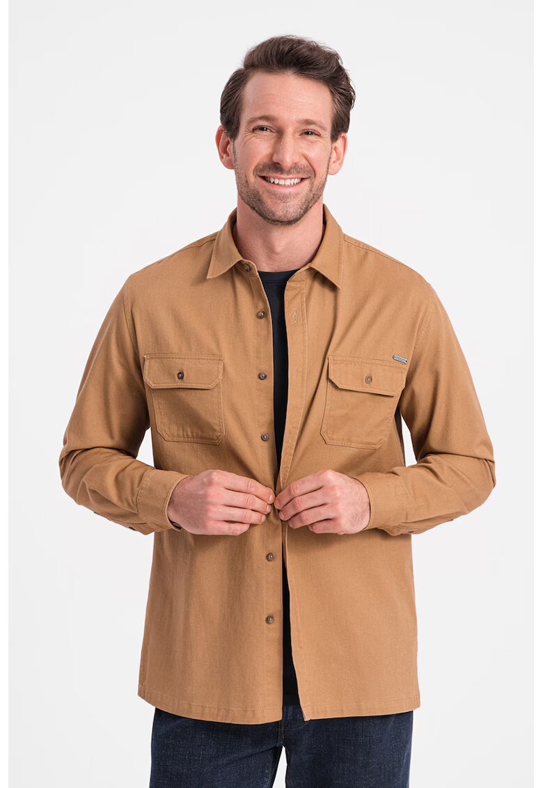 OMBRE Camasa regular fit cu buzunare pe piept - Maro deschis