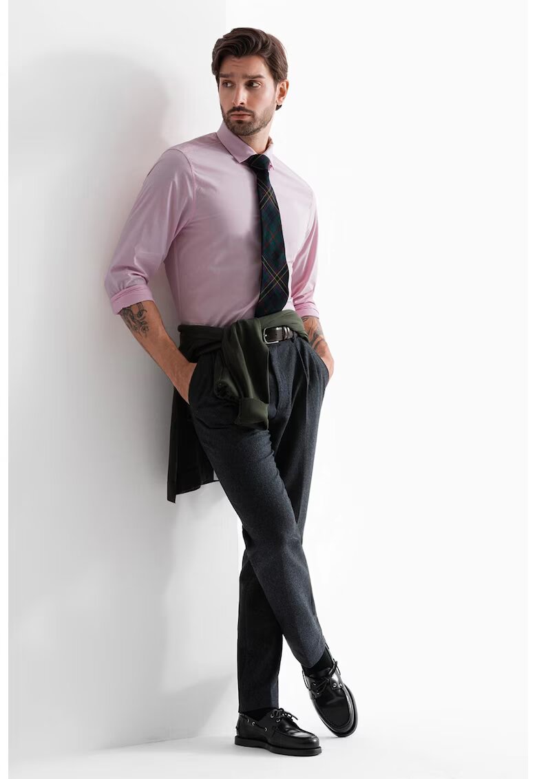 OMBRE Camasa regular fit cu guler ascutit - Roz pal