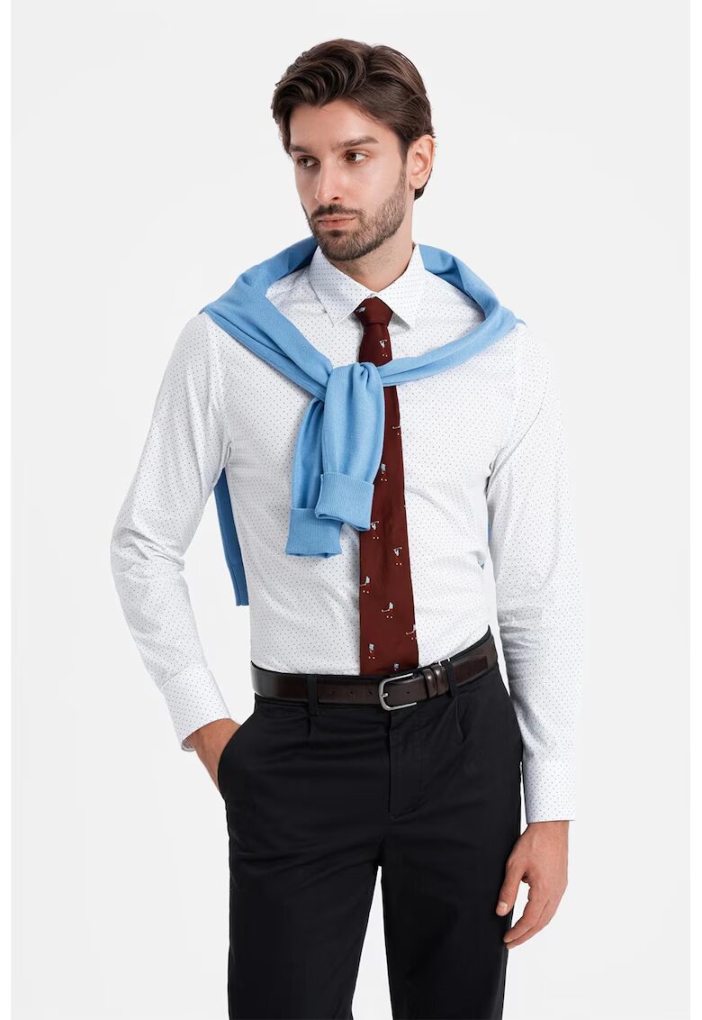 OMBRE Camasa regular fit cu model - Alb