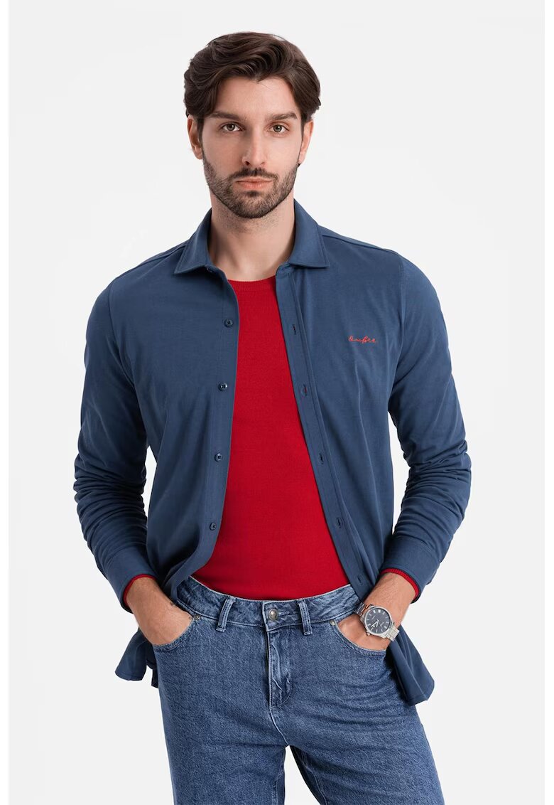 OMBRE Camasa regular fit de bumbac - Albastru inchis