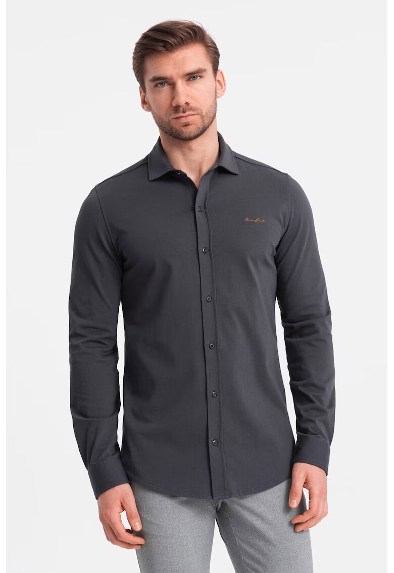 OMBRE Camasa regular fit de bumbac - Gri inchis