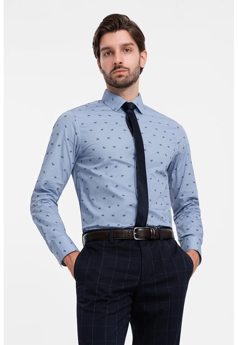 OMBRE Camasa sim fit cu imprimeu - Albastru pastel