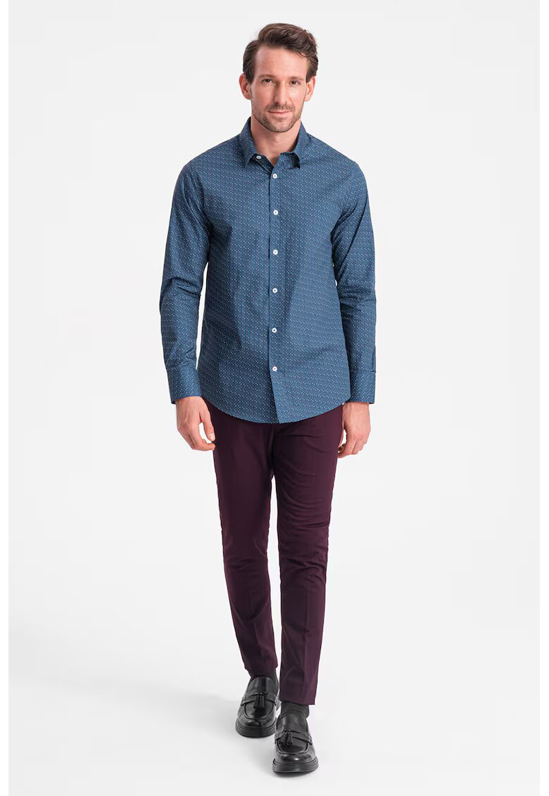 OMBRE Camasa slim fit cu model - Rosu/Albastru