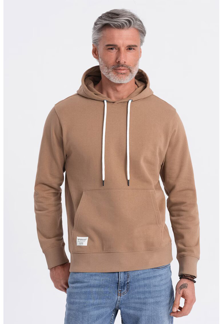 OMBRE Hanorac cu buzunar kangaroo - Maro camel