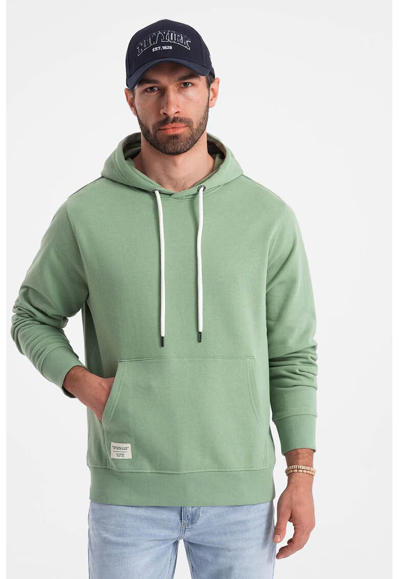 OMBRE Hanorac cu buzunar kangaroo - Verde fistic