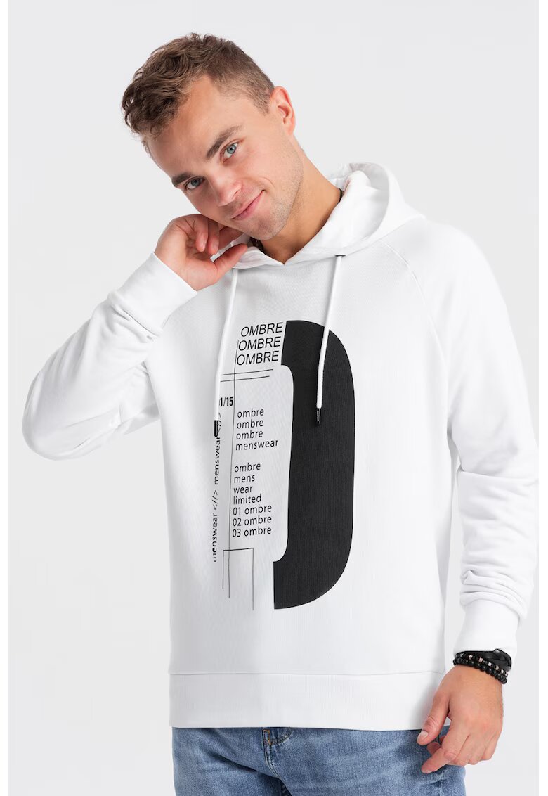 OMBRE Hanorac cu imprimeu logo - Alb/Negru
