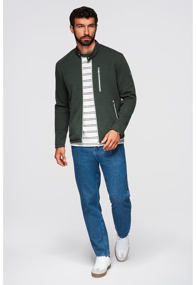 OMBRE Jacheta cu fermoar si model uni - Verde sparanghel