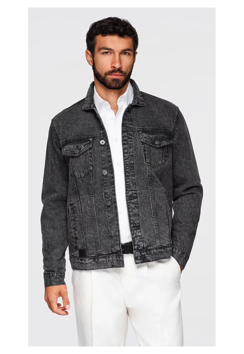 OMBRE Jacheta din denim cu buzunare frontale - Negru