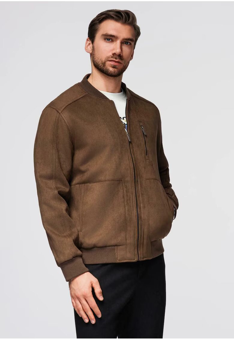 OMBRE Jacheta din imitatie de piele OM-JAFL-0232 - Maro