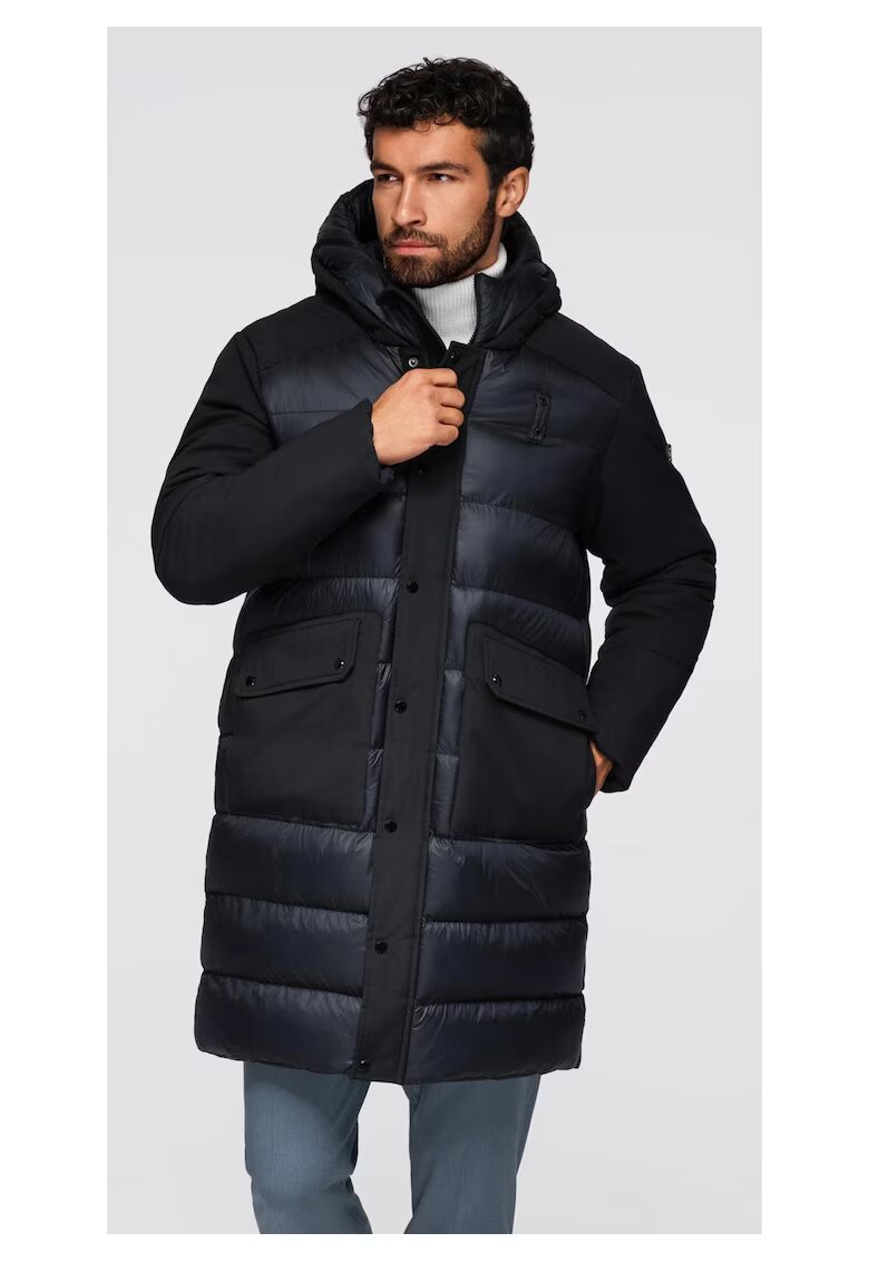 OMBRE Jacheta lunga matlasata cu buzunare mari OM-JALJ-0308 - Negru