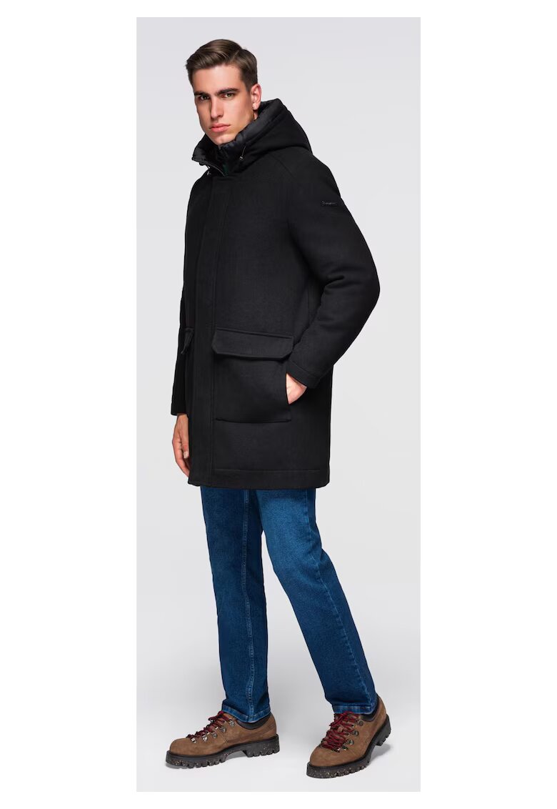 OMBRE Palton parka din lana cu gluga OM-COWC-0132 - Negru - Negru