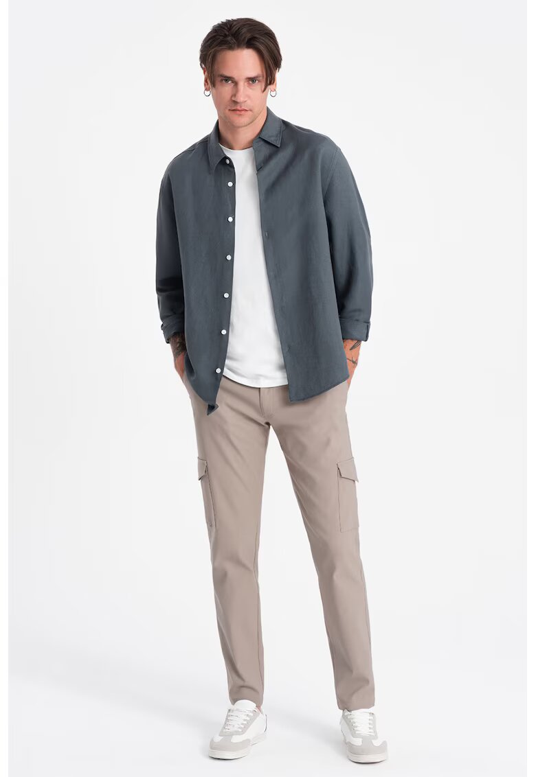 OMBRE Pantaloni cargo cu croiala dreapta - Maro taupe deschis