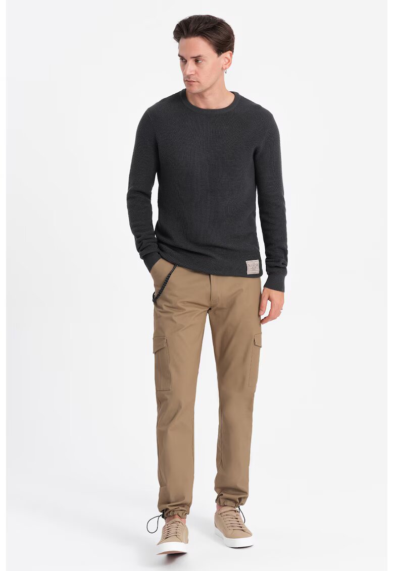 OMBRE Pantaloni cargo cu snururi de ajustare la terminatie - Bej