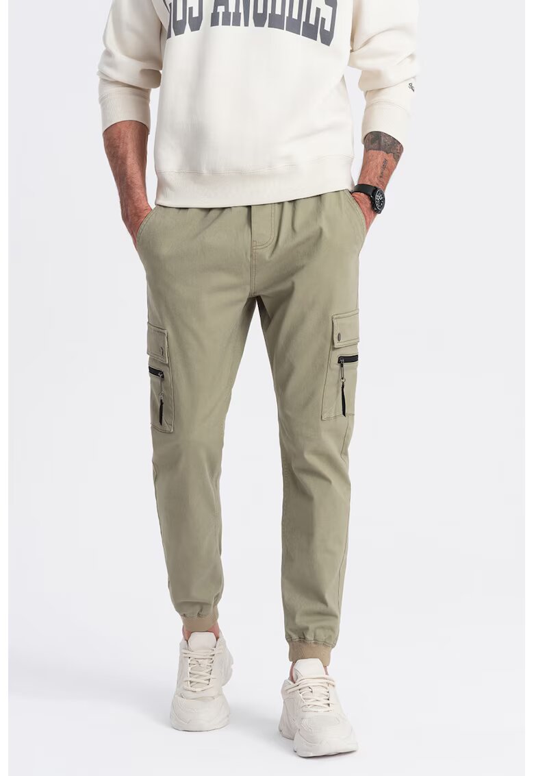 OMBRE Pantaloni cargo uni - Kaki