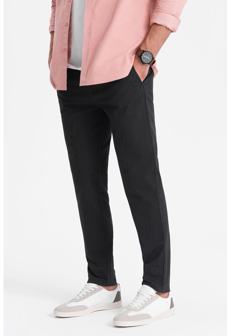 OMBRE Pantaloni chino cu aspect texturat - Gri antracit