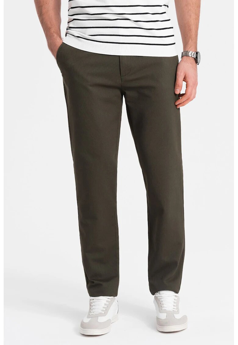 OMBRE Pantaloni chino cu aspect texturat - Kaki