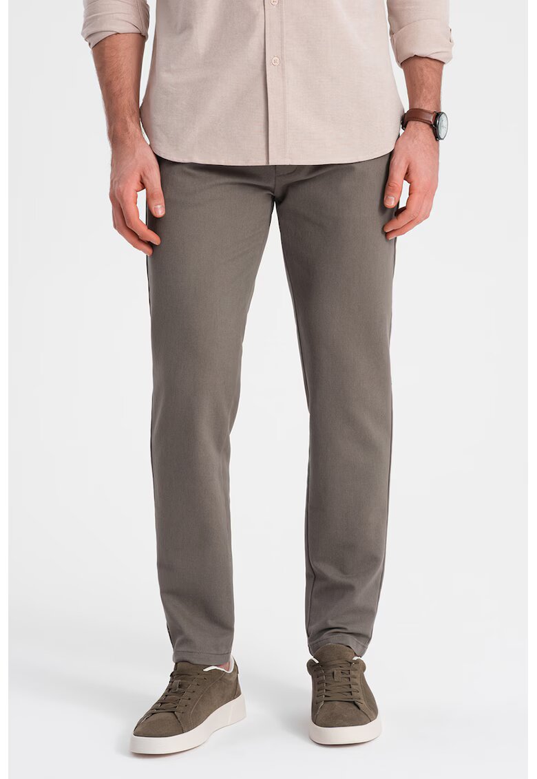 OMBRE Pantaloni chino cu aspect texturat - Maro taupe
