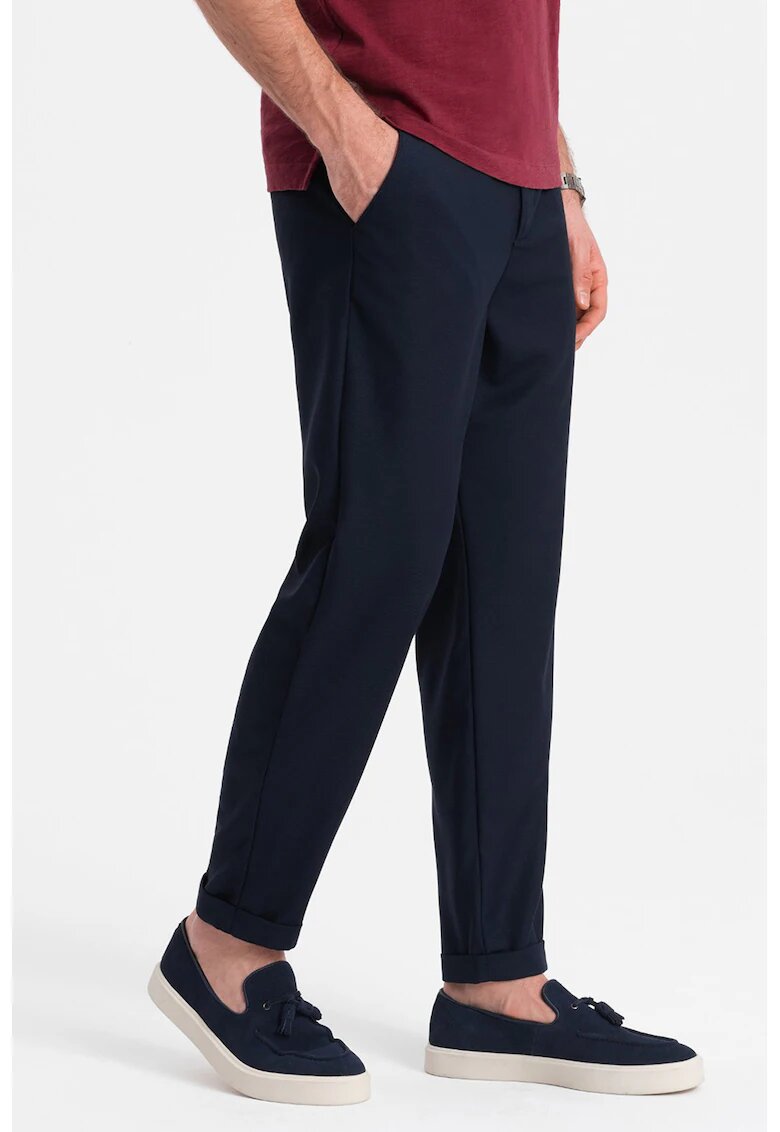 OMBRE Pantaloni chino cu buzunare oblice - Bleumarin