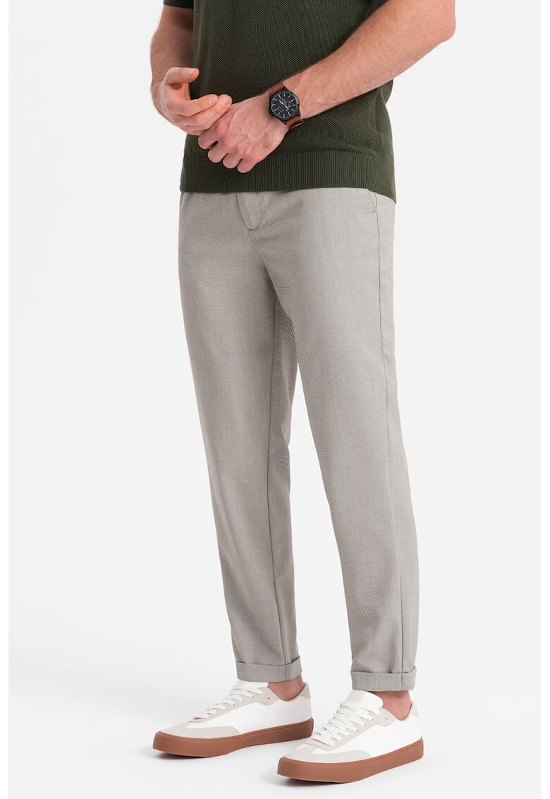 OMBRE Pantaloni chino cu buzunare oblice - Gri deschis melange