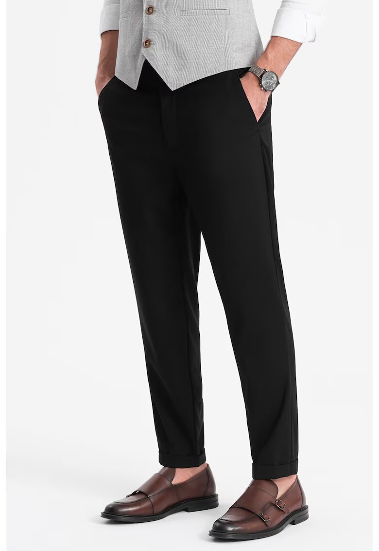 OMBRE Pantaloni chino cu buzunare oblice - Negru