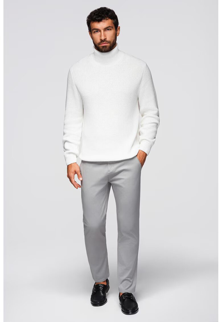 OMBRE Pantaloni cu croiala conica si buzunare laterale - Gri deschis