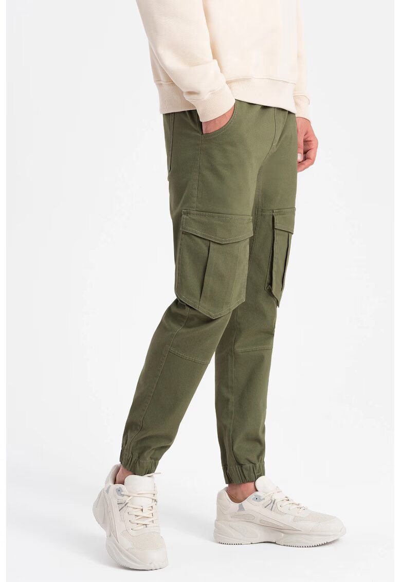 OMBRE Pantaloni de trening cu doua buzunare oblice - Kaki
