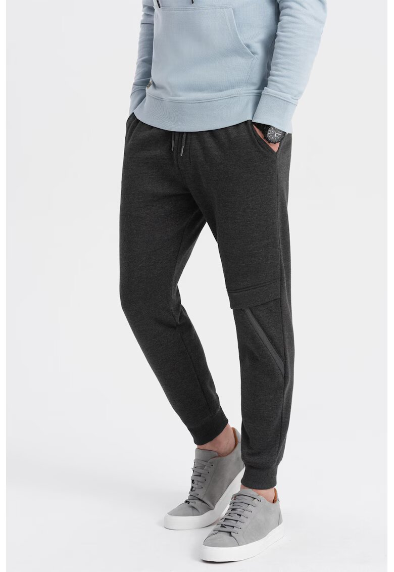 OMBRE Pantaloni de trening cu talie ajustabila - Gri antracit