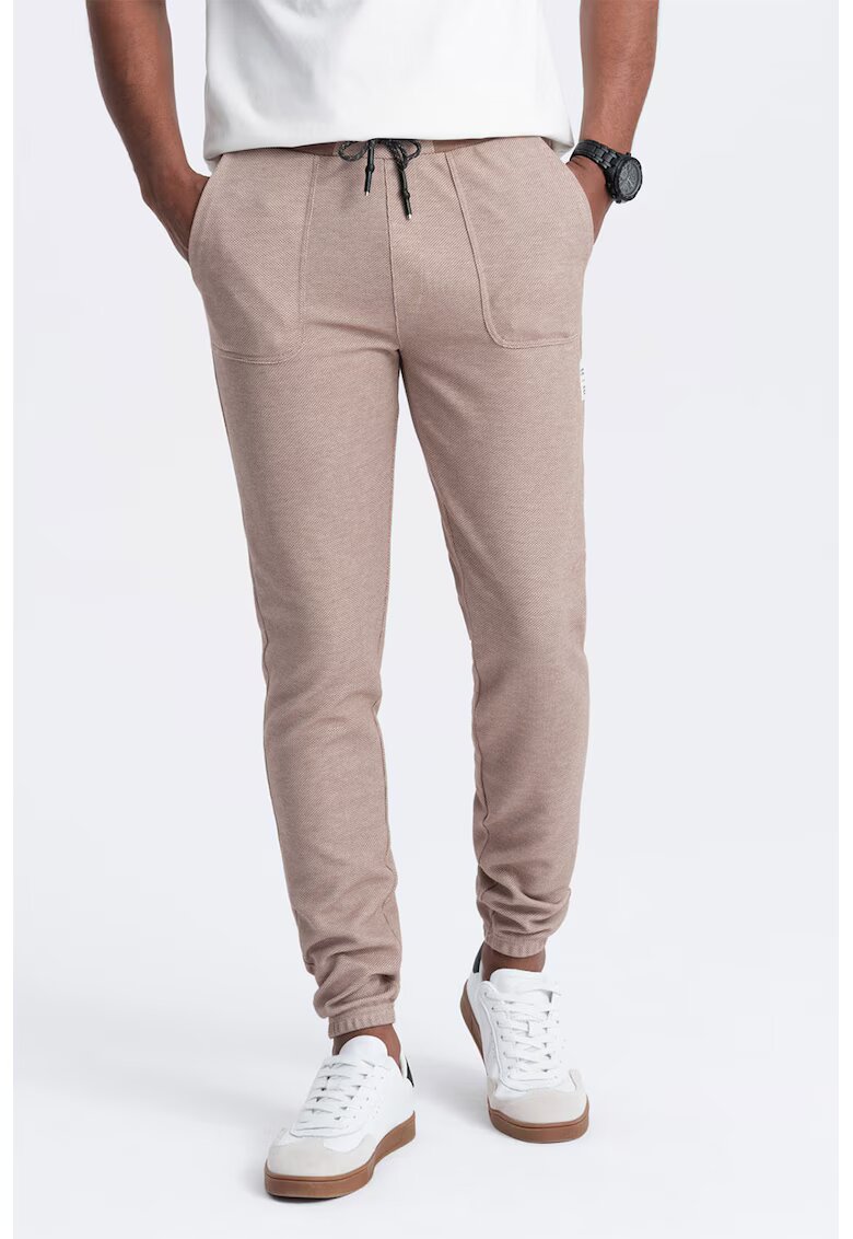 OMBRE Pantaloni de trening cu talie ajustabila - Maro taupe