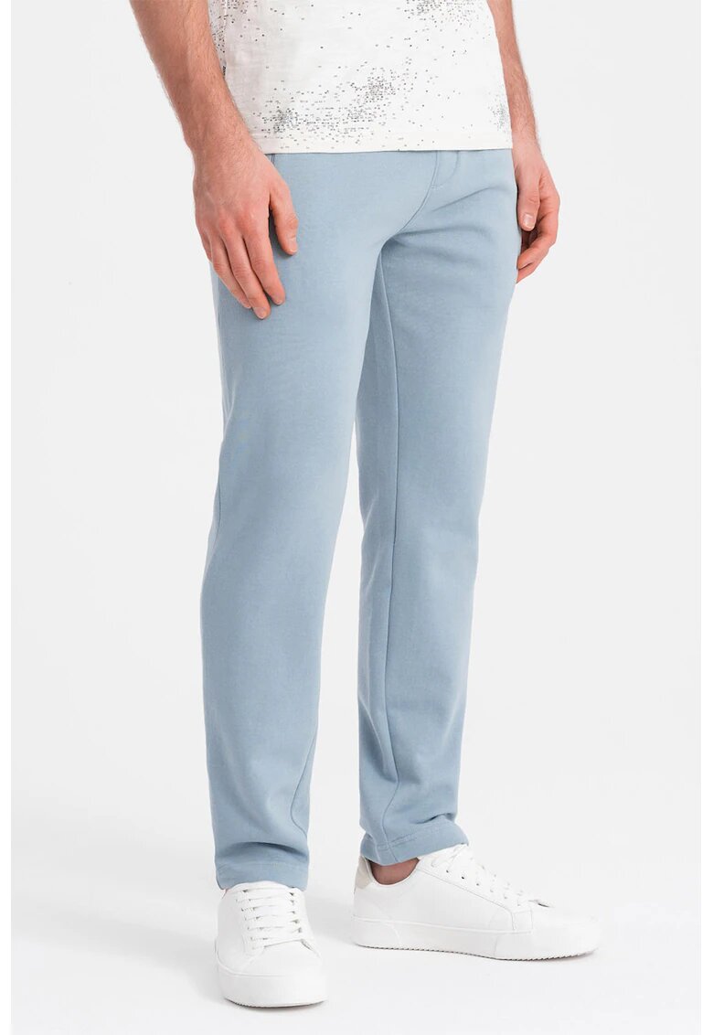 OMBRE Pantaloni de trening slim fit cu buzunare laterale - Albastru pastel