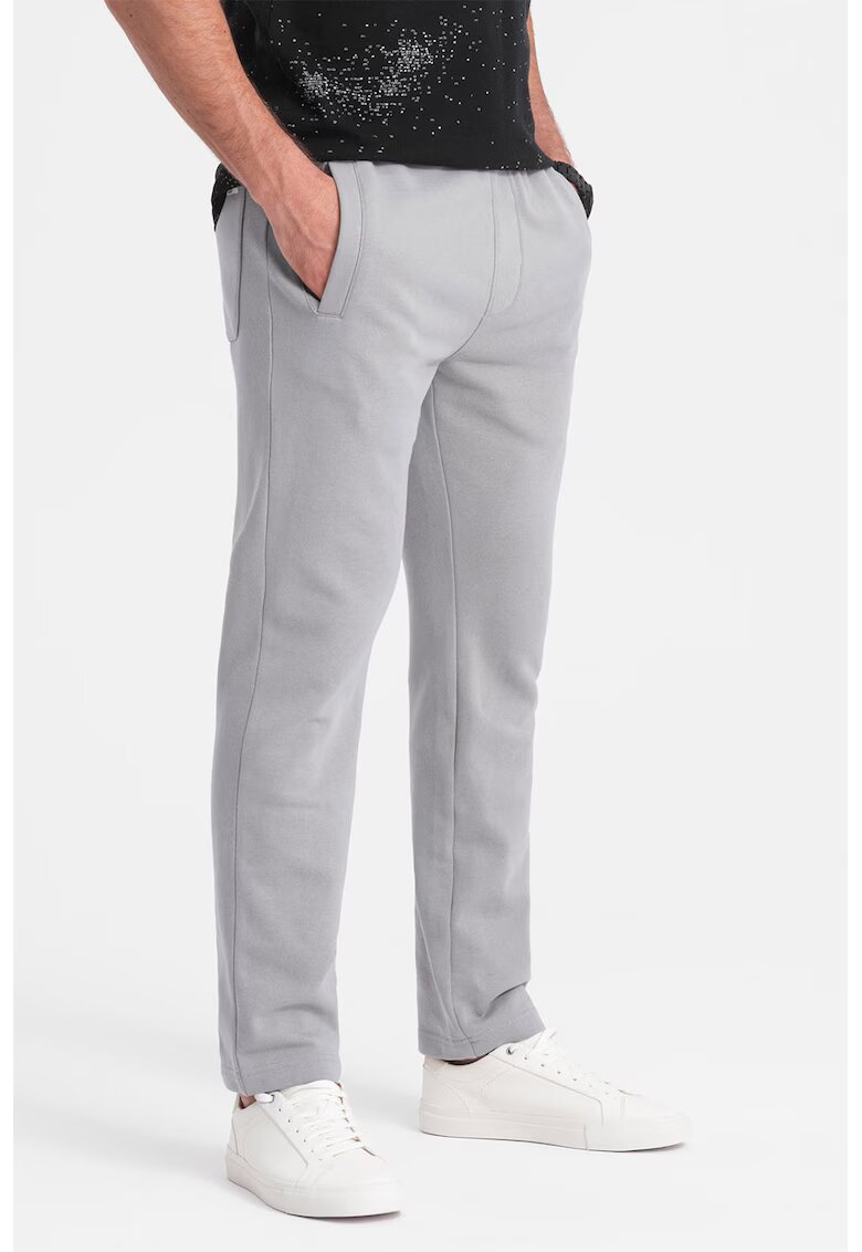 OMBRE Pantaloni de trening slim fit cu buzunare laterale - Gri cenusiu