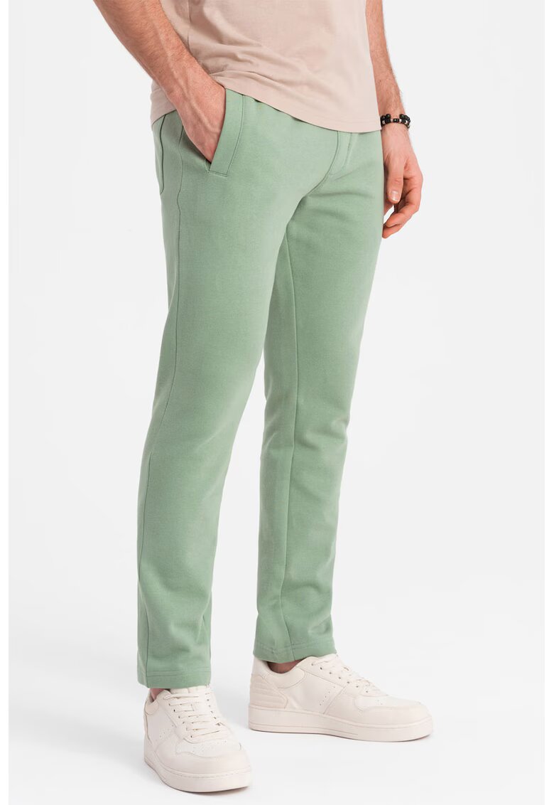 OMBRE Pantaloni de trening slim fit cu buzunare laterale - Verde aquamarin