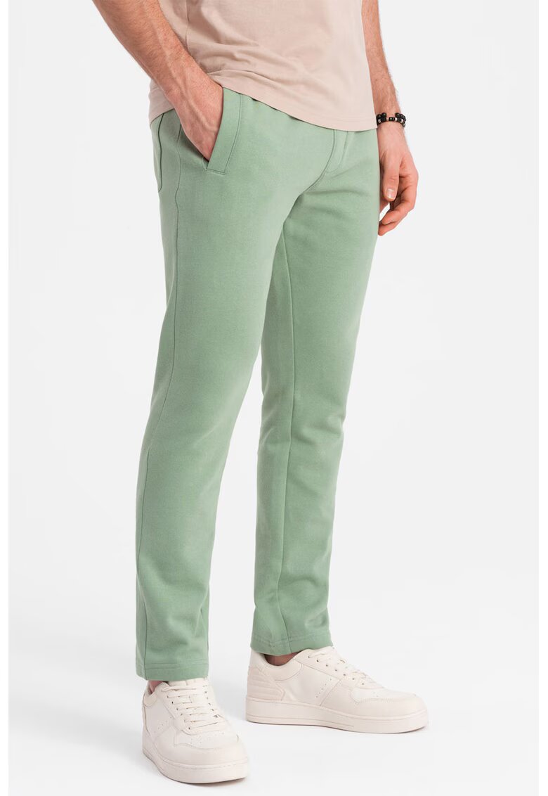 OMBRE Pantaloni de trening slim fit cu buzunare laterale - Verde aquamarin