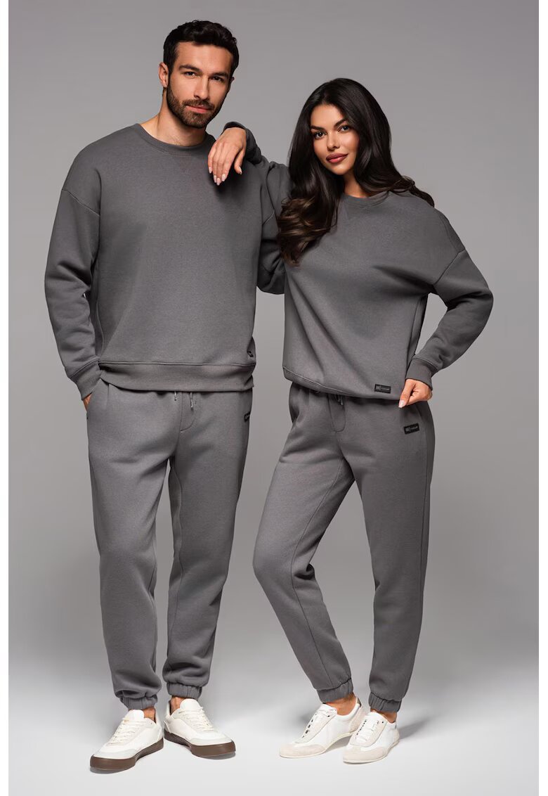 OMBRE Pantaloni de trening unisex cu model uni - Gri inchis