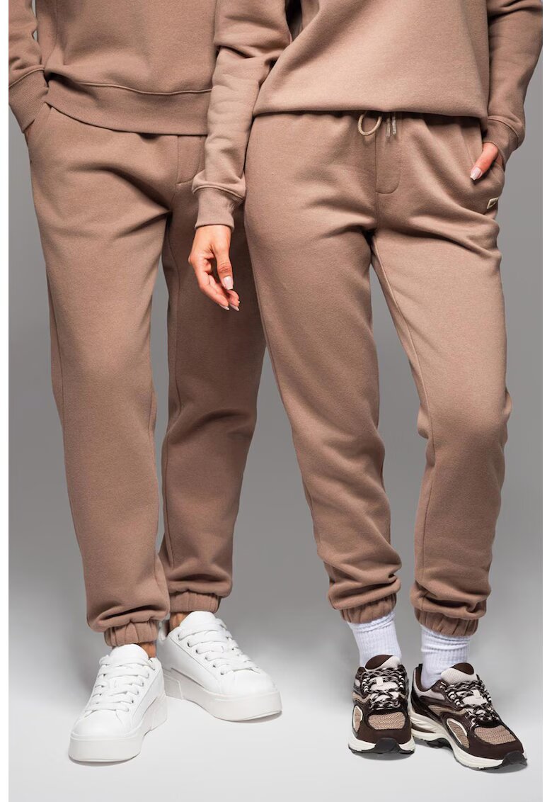 OMBRE Pantaloni de trening unisex cu model uni - Maro camel