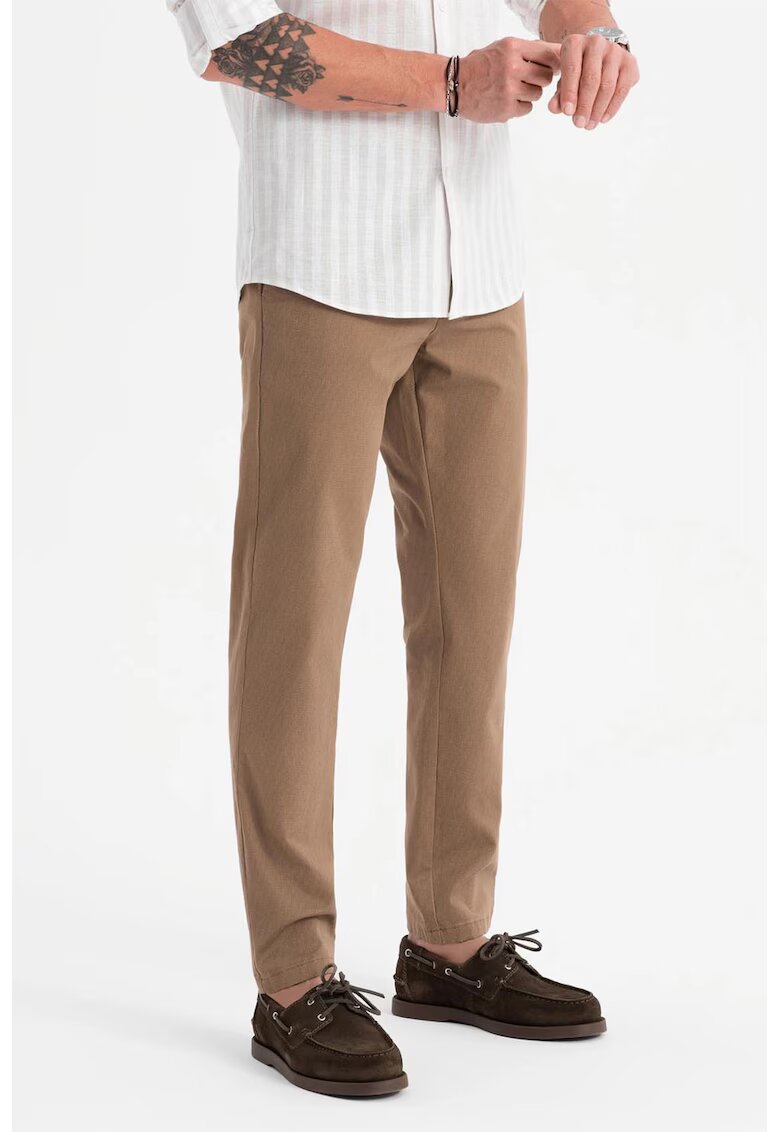 OMBRE Pantaloni drepti cu talie medie - Maro deschis