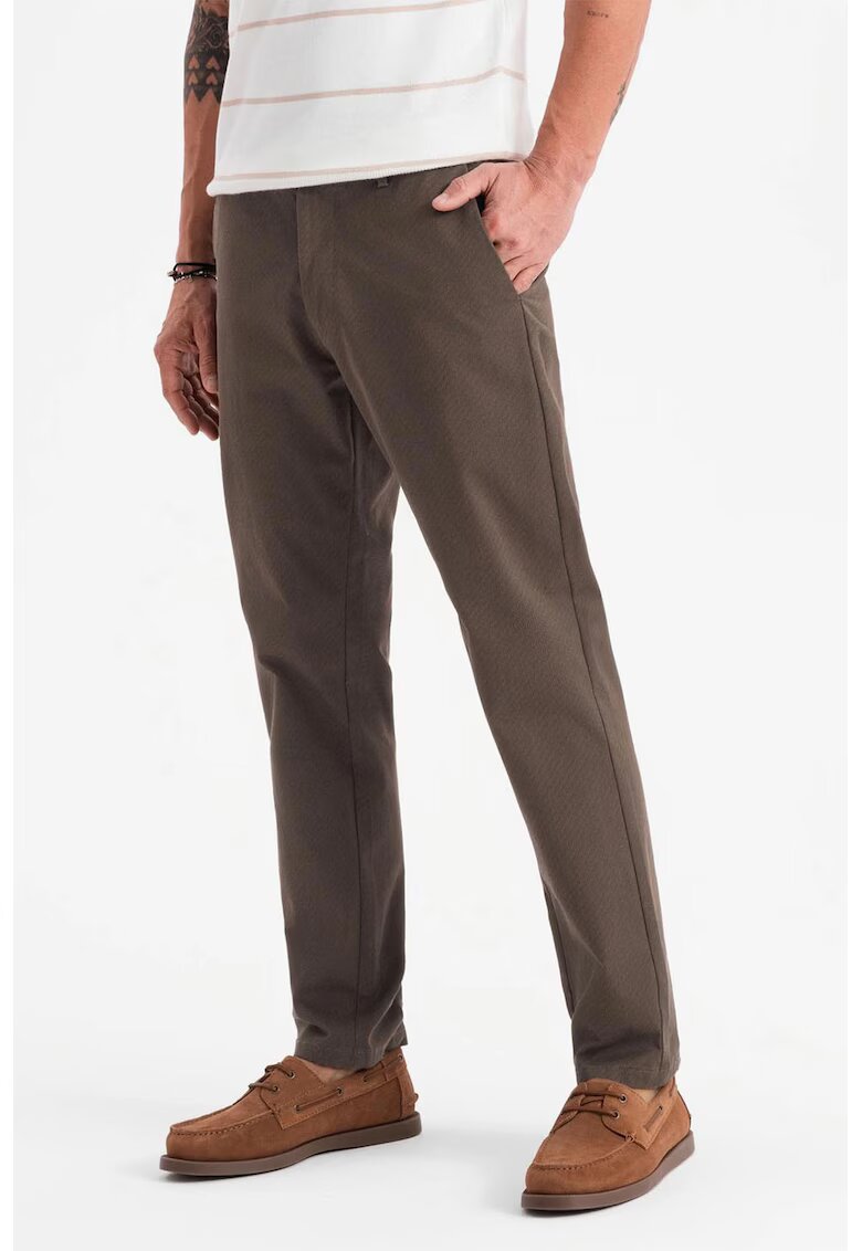 OMBRE Pantaloni drepti cu talie medie - Maro inchis