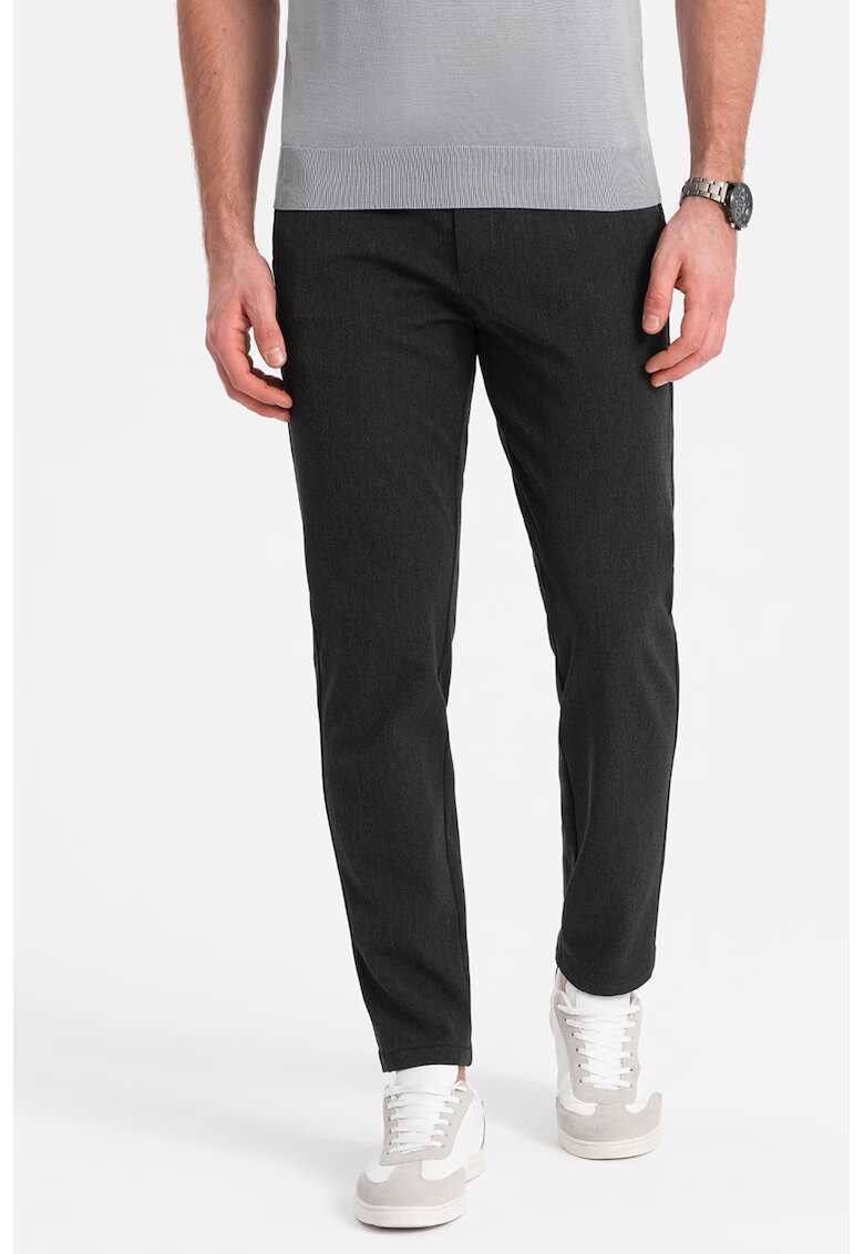 OMBRE Pantaloni drepti - Gri inchis melange