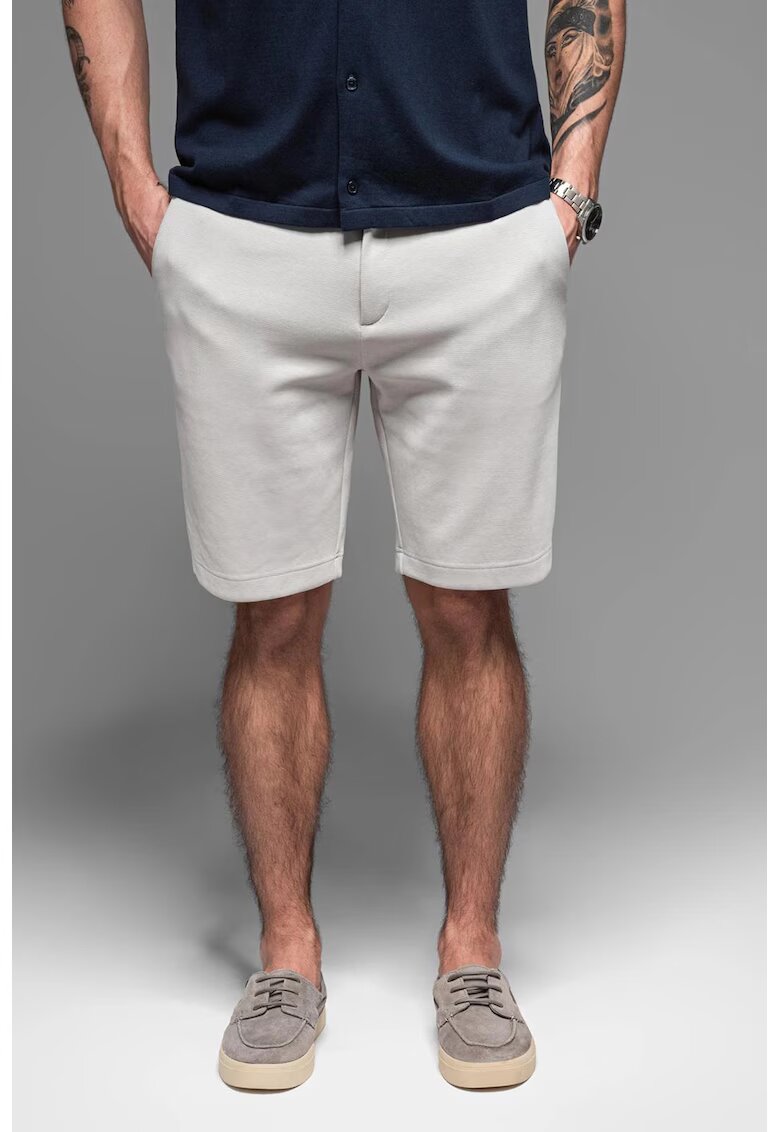 OMBRE Pantaloni scurti cu talie medie - Gri deschis