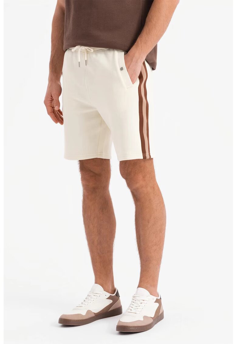 OMBRE Pantaloni scurti din amestec de bumbac cu buzunare oblice - Maro/Crem