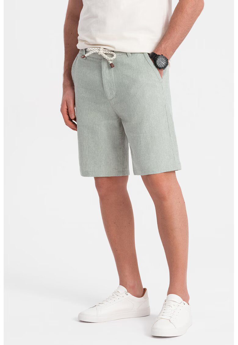 OMBRE Pantaloni scurti din amestec de in cu snur