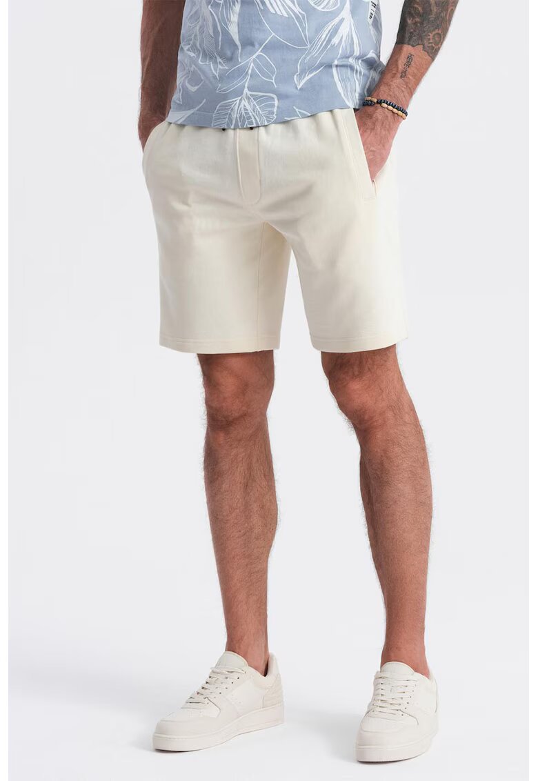 OMBRE Pantaloni scurti din bumbac cu talie ajustabila - Crem