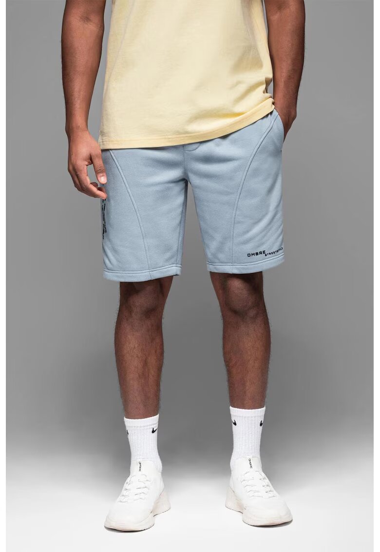 OMBRE Pantaloni scurti slim fit din amestec de bumbac - Albastru pastel