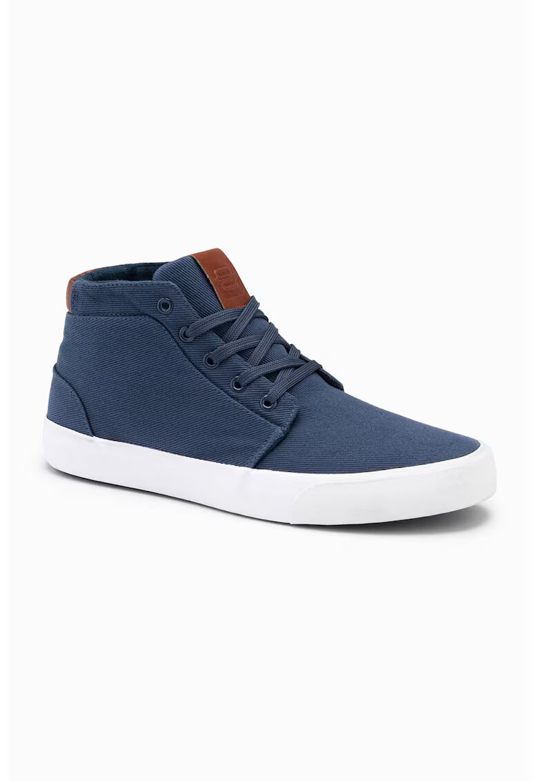 OMBRE Pantofi sport de piele ecologica cu logo si sireturi - Bleumarin