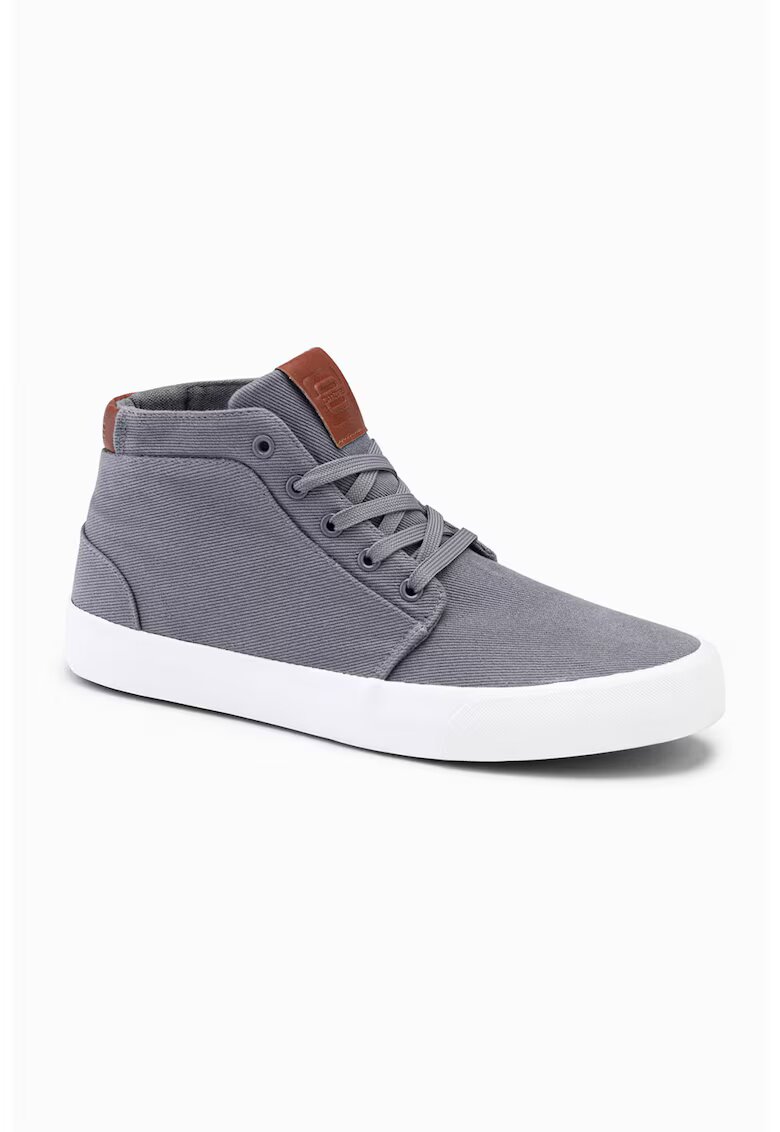 OMBRE Pantofi sport de piele ecologica cu logo si sireturi - Gri