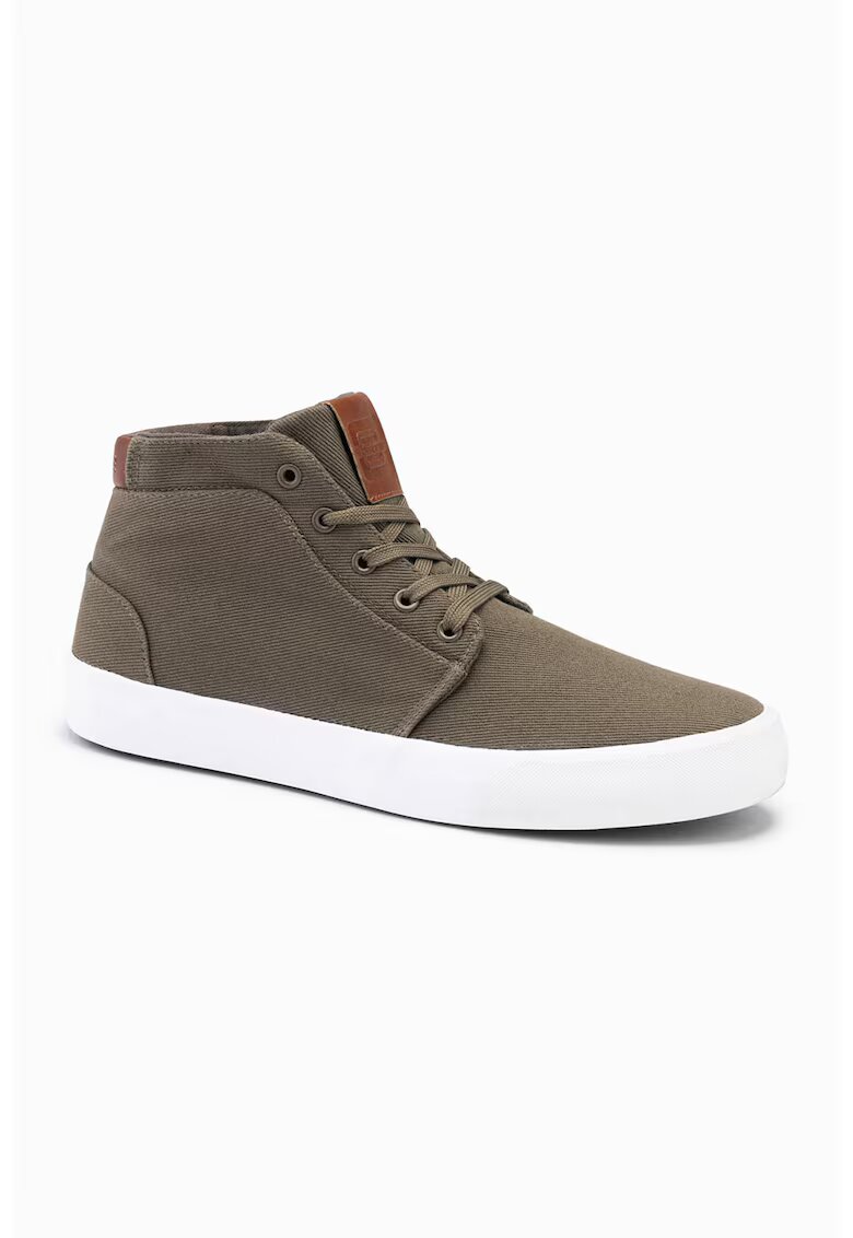 OMBRE Pantofi sport de piele ecologica cu logo si sireturi - Verde masliniu